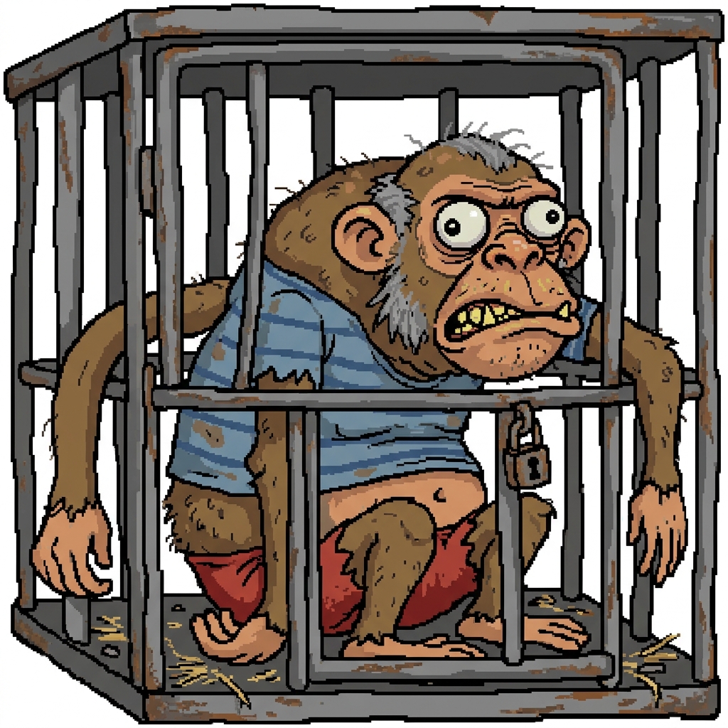 Monkey in a cage